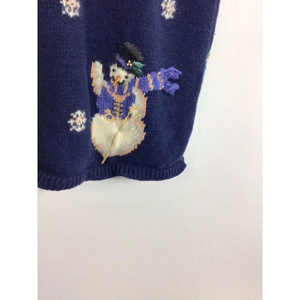 Marisa Christina Vintage Christmas Sweater Vest Snowman Girls 10 - Picture 5 of 7